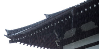 Entrada del Tenryuji, lloviendo